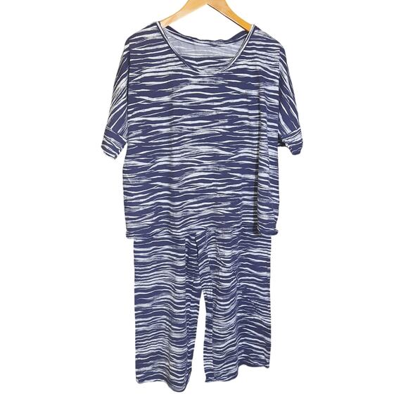 Garnet Hill Relaxed Knit Womens Zebra Print Pajamas Size Large. NWOT - Picture 3 of 13